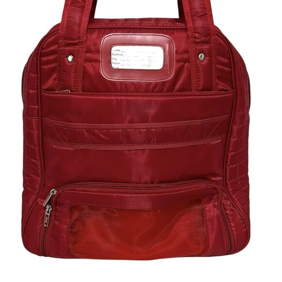 Lug Puddle Jumper Red Travel Tote Weekender Overnight Bag Gym 15" x 15" x 7" - Picture 4 of 8